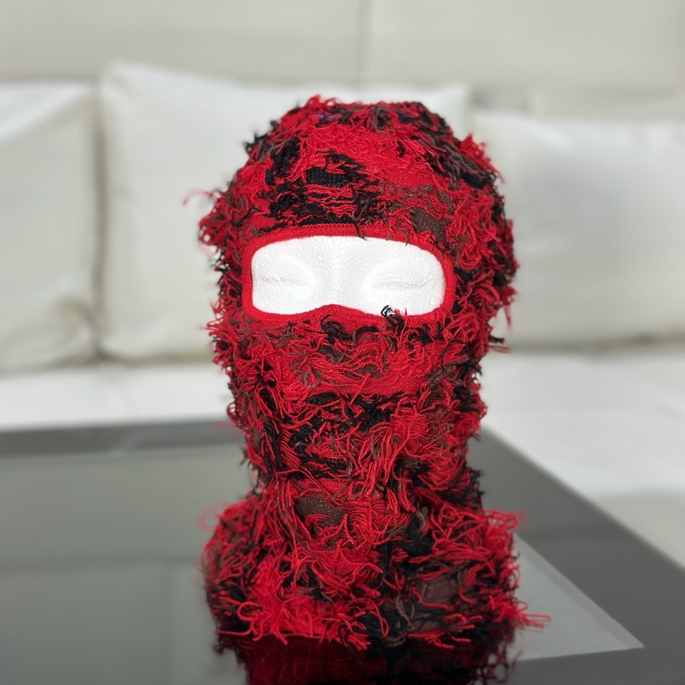 Red Camouflage Reversible Ski Mask